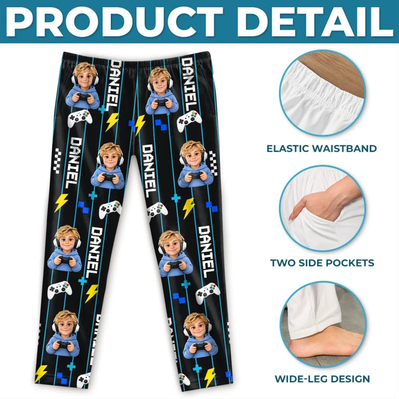 Custom Name Gamer Gifts for Kids - Personalized Pajama Pants
