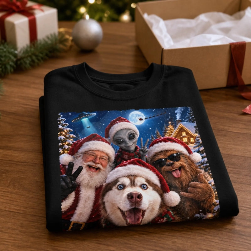 Custom Funny Pet Photo Christmas Selfie Gifts for Dog And Cat Lovers - Personalized Comfort T-Shirt