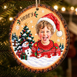 Custom Photo Name Christmas Gifts for Kids - Personalized Wooden Ornament