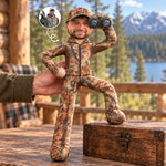 Custom Photo Hunter Gifts for Outdoorsmen - Personalized Poseable Plush Doll