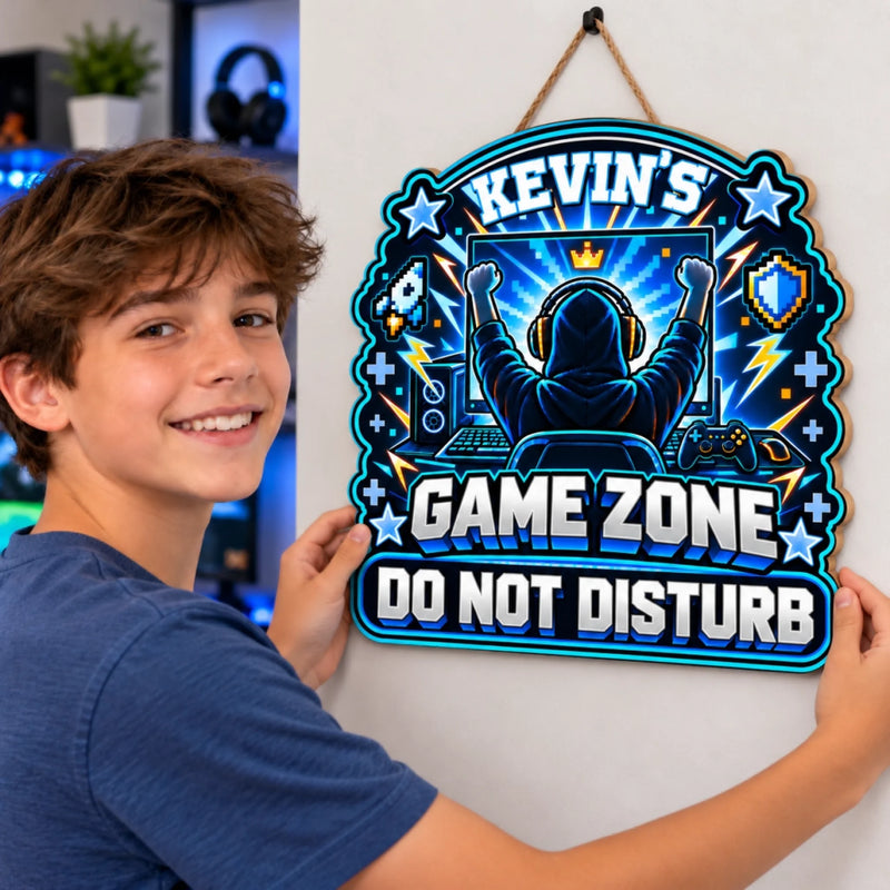 Custom Game Zone Do Not Disturb Gamer Decor - Personalized Wood Sign