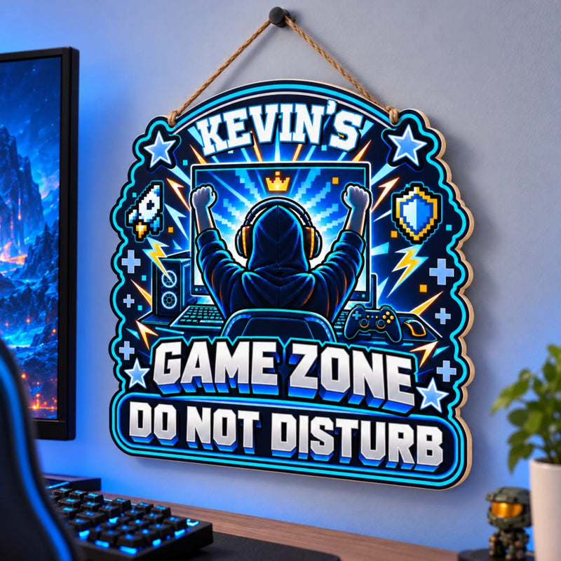 Custom Game Zone Do Not Disturb Gamer Decor - Personalized Wood Sign