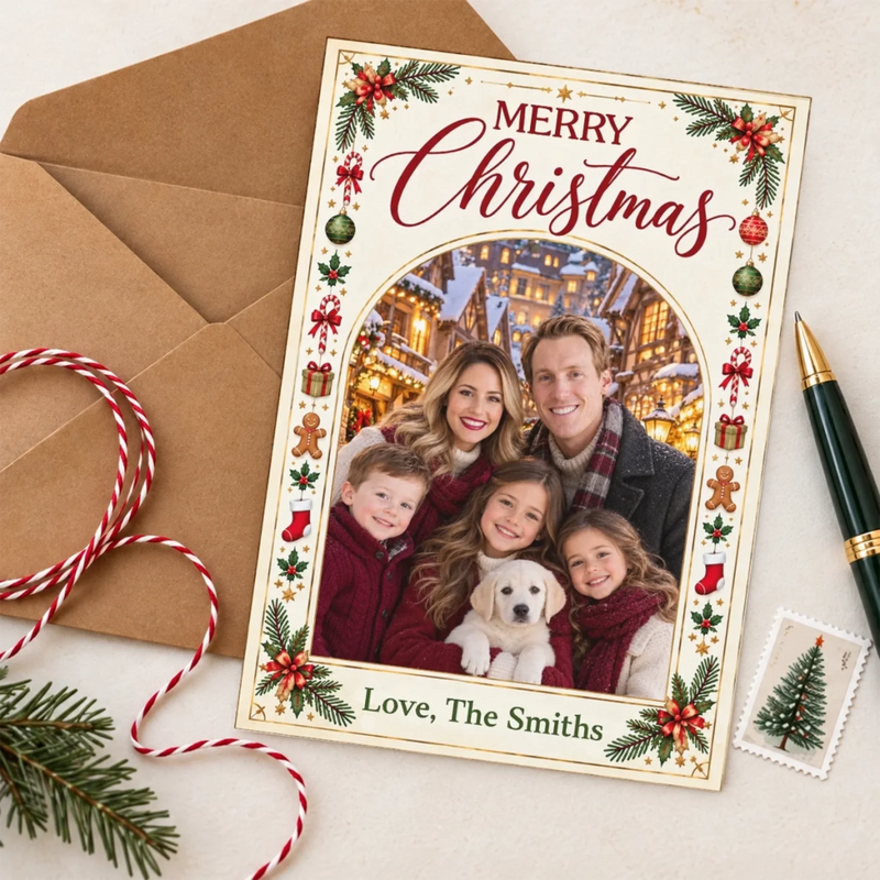 Custom Photo Christmas Family Gifts - Personalized Christmas Greeting Card
