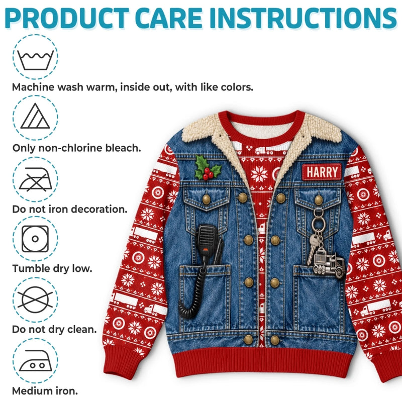 Custom Photo Truckmas Christmas Gifts For Men - Personalized Ugly Sweatshirt
