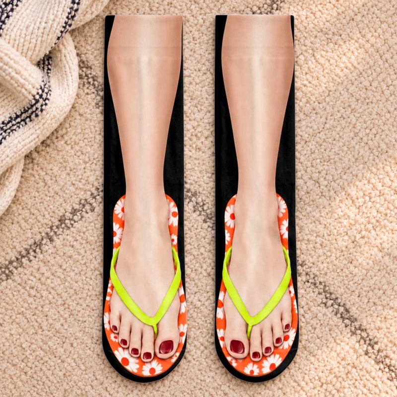 Custom Funny Flip Flop Feet Prank Gifts - Personalized Middle Tube Socks