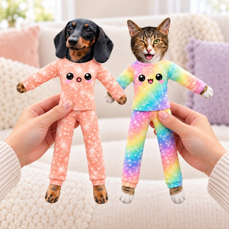 Custom Pastel Pajama Pet Lover Gifts For Dog And Cat Lovers - Personalized Poseable Plush Doll