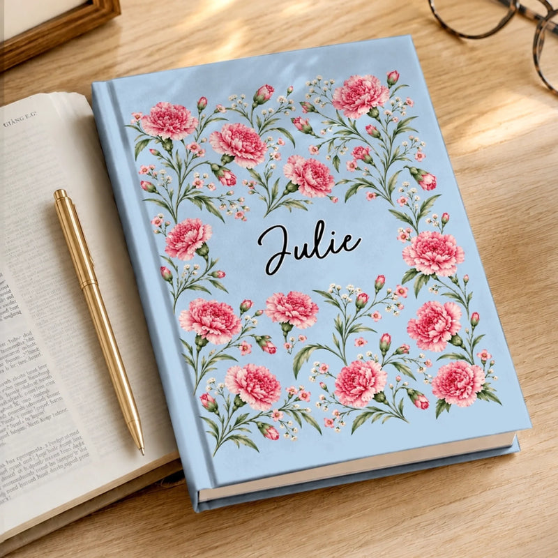 Custom Name Botanical Floral Gifts For Women - Personalized Hardcover Journal