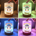 Custom Name Lion Rainbow Baby Shower Decor Gifts For Kids - Personalized Dimmable Touch Night Light