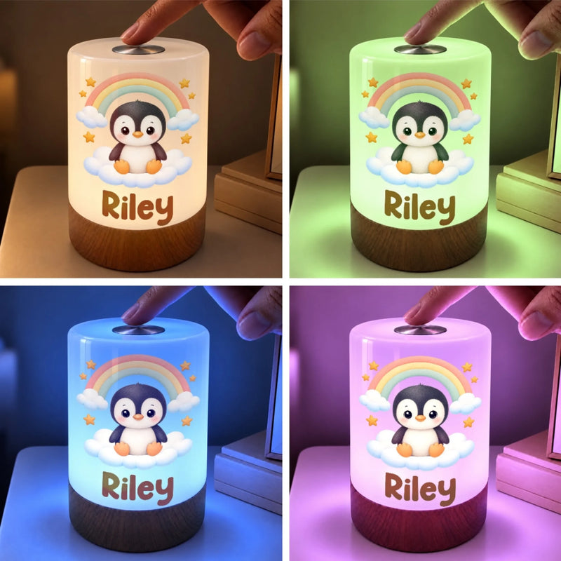 Custom Name Lion Rainbow Baby Shower Decor Gifts For Kids - Personalized Dimmable Touch Night Light