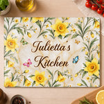 Custom Flower Garden Kitchen Gifts For Women - Personalized Glass Cutting Board