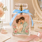 Custom Couple Portrait & Birth Flower Gifts for Her - Personalized Refillable Perfume Bottle
