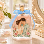 Custom Couple Portrait & Birth Flower Gifts for Her - Personalized Refillable Perfume Bottle
