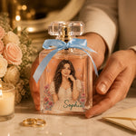 Custom Photo Floral Anniversary Couple Gift for Wife - Personalized Refillable Perfume Bottle