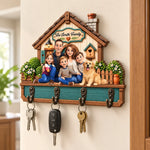 Custom Family Photo Name Home Decor - Personalized Wooden Key Holder