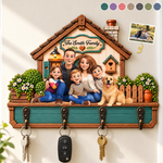 Custom Family Photo Name Home Decor - Personalized Wooden Key Holder