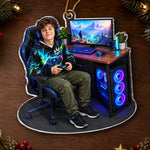 Custom Photo Gaming Setup Christmas Gifts For Kids - Personalized Acrylic Ornament