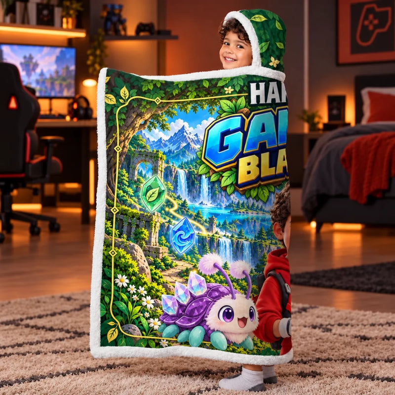 Custom Photo Fantasy Gaming Gifts for Kids - Personalized Snuggle Blanket