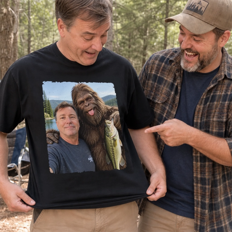 Custom Photo Bigfoot Fishing Gifts For Men - Personalized Comfort T-Shirt