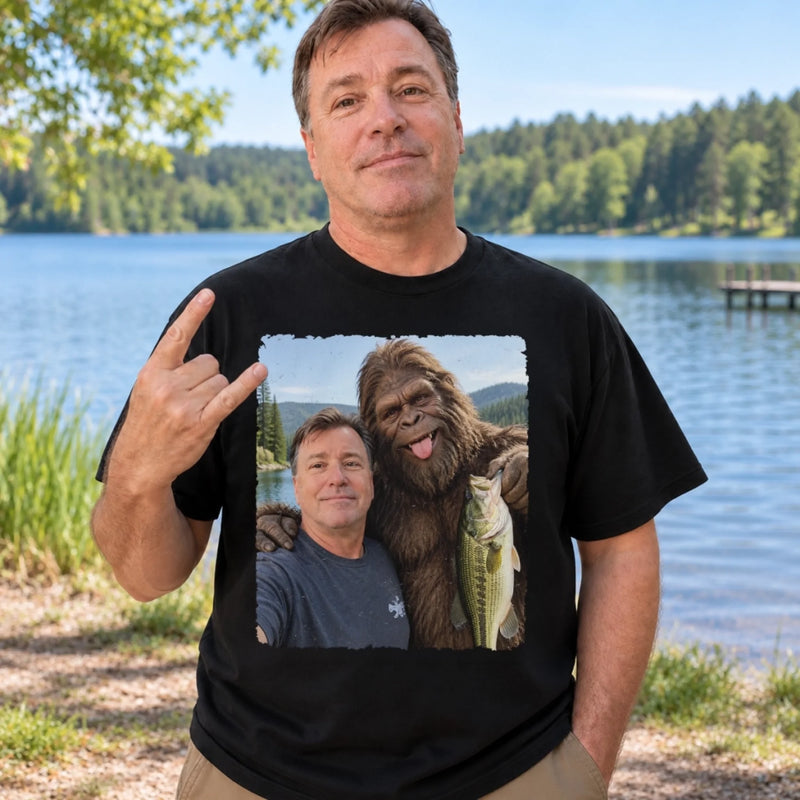 Custom Photo Bigfoot Fishing Gifts For Men - Personalized Comfort T-Shirt