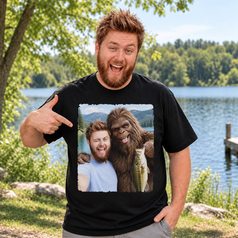 Custom Photo Bigfoot Fishing Gifts For Men - Personalized Comfort T-Shirt