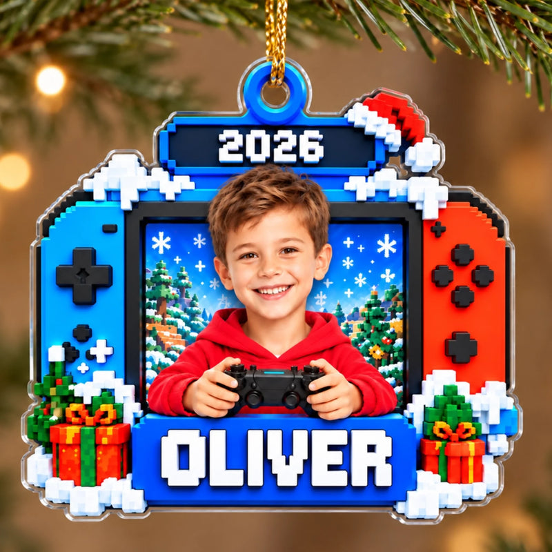 Custom Photo Gamer Kids Christmas Gifts - Personalized Acrylic Ornament