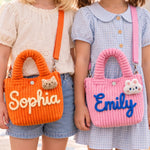 Custom Name and Cute Charm Gifts for Kids - Personalized Corduroy Crossbody Bag