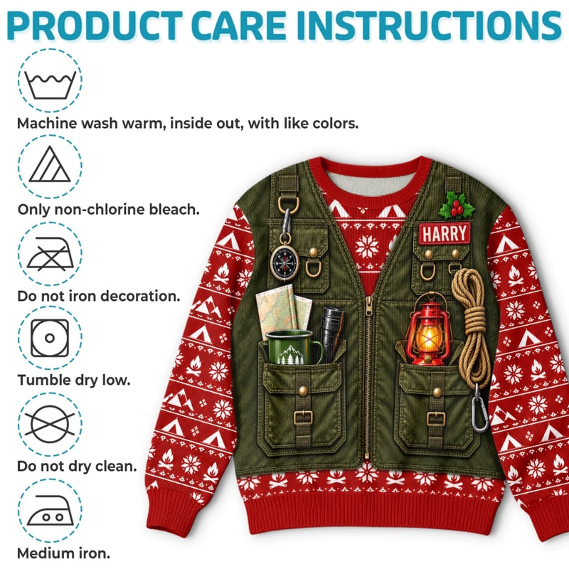 Custom Photo Merry Campmas Camping Christmas Gifts for Him - Personalized Ugly Sweatshirt