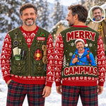 Custom Photo Merry Campmas Camping Christmas Gifts for Him - Personalized Ugly Sweatshirt