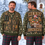 Custom Photo Merry Huntmas Hunting Christmas Gifts for Him - Personalized Ugly Sweatshirt