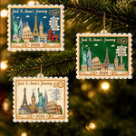 Custom Photo Travel Destinations Postage Stamp Couple Christmas Gifts - Personalized Ornament