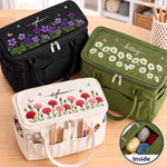 Custom Name Floral Embroidery Gifts For Women - Personalized Canvas Yarn Tote Bag