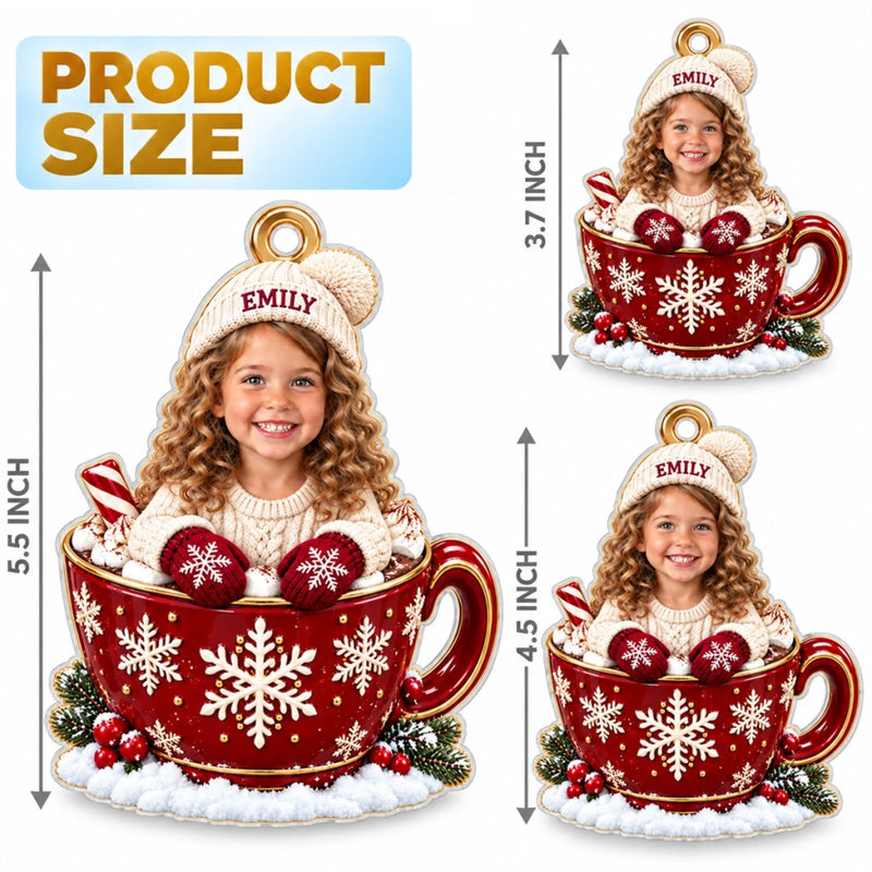 Custom Photo Hot Cocoa Kids Christmas Gifts - Personalized Acrylic Ornament