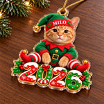 Custom 2026 Christmas Elf Pet Decor - Personalized Acrylic Ornament