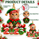 Custom 2026 Christmas Elf Pet Decor - Personalized Acrylic Ornament