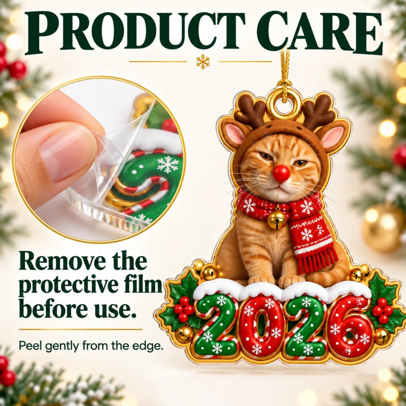 Custom Photo 2026 Reindeer Pet Christmas Decor - Personalized Acrylic Ornament