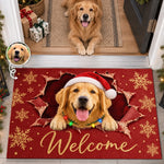 Custom Pet Photo Funny Christmas Door Gifts For Dog And Cat Lovers - Personalized Decorative Mat