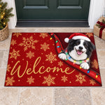 Custom Pet Photo Santa Paws Christmas Gifts For Dog And Cat Lovers - Personalized Decorative Mat