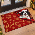 Custom Pet Photo Santa Paws Christmas Gifts For Dog And Cat Lovers - Personalized Decorative Mat