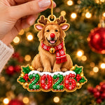 Custom Photo 2026 Reindeer Pet Christmas Decor - Personalized Acrylic Ornament