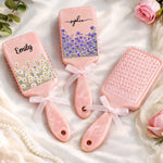 Custom Floral Name Gifts for Her - Personalized Paddle Hair Brush