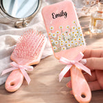 Custom Floral Name Gifts for Her - Personalized Paddle Hair Brush