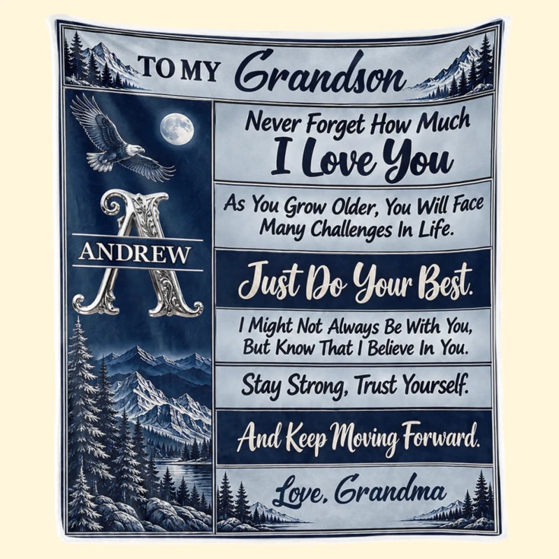 Custom Name Inspirational Gifts For Grandson - Personalized Blanket