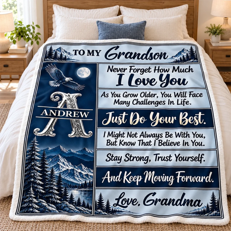 Custom Name Inspirational Gifts For Grandson - Personalized Blanket