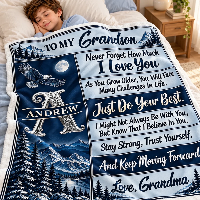 Custom Name Inspirational Gifts For Grandson - Personalized Blanket