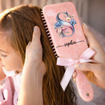 Custom Floral Monogram Gifts for Her - Personalized Paddle Hair Brush