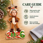 Custom Photo 2026 Reindeer Costume Kids Christmas Gifts - Personalized Acrylic Ornament