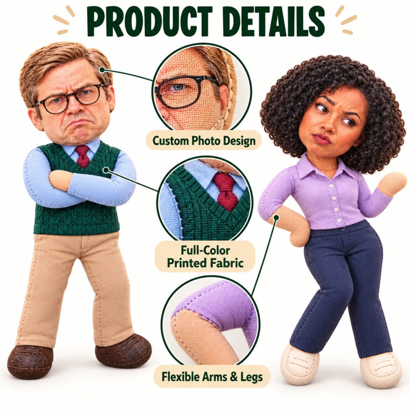 Custom Funny Office Character Coworker Gifts - Personalized Poseable Plush Doll