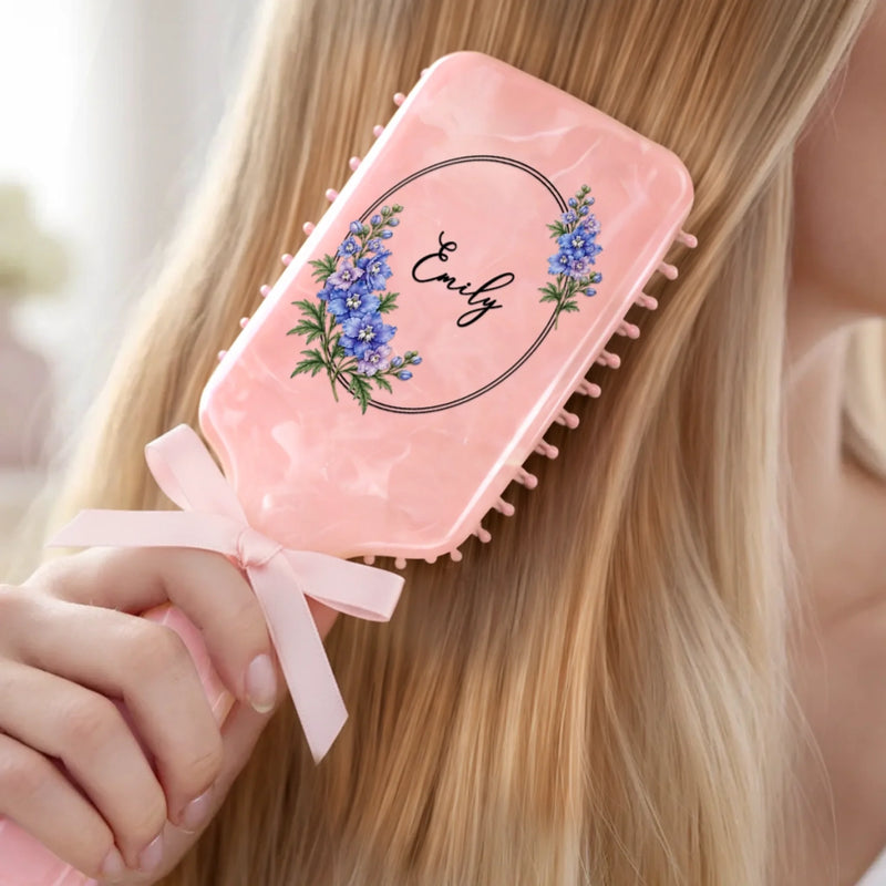 Custom Floral Frame Name Gifts for Her - Personalized Paddle Hair Brush