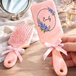 Custom Floral Frame Name Gifts for Her - Personalized Paddle Hair Brush