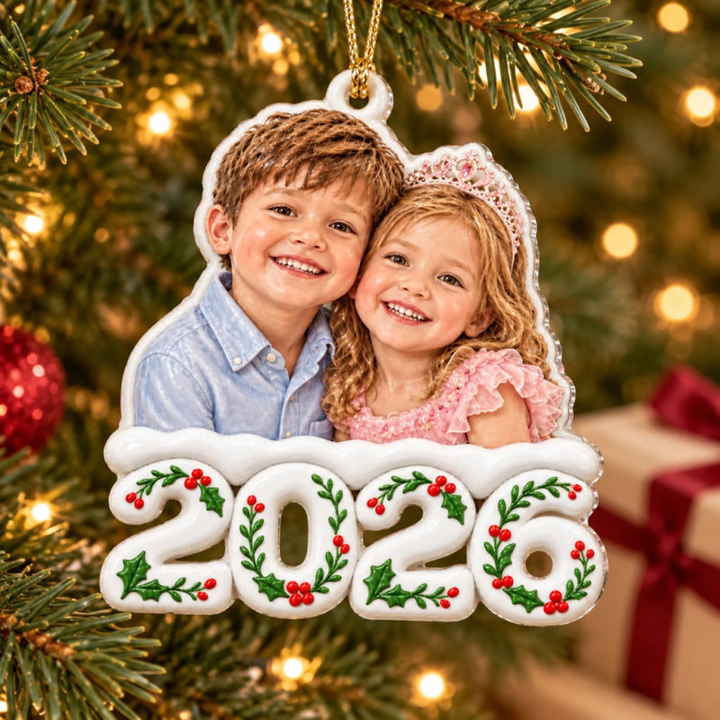 Custom Faux Porcelain Photo Kids Christmas Gifts - Personalized Acrylic Ornament